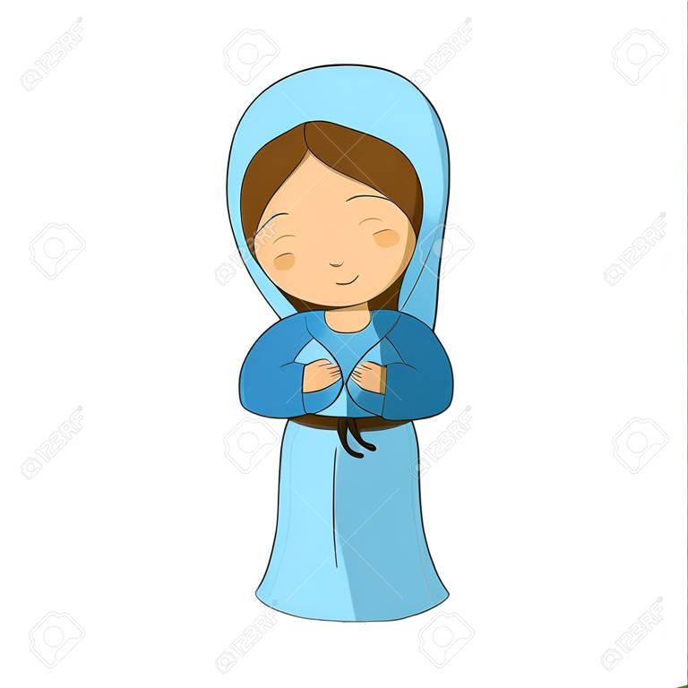Icono de dibujos animados de la Virgen María.