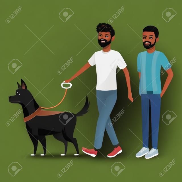 afroamerican man and man with dog beard