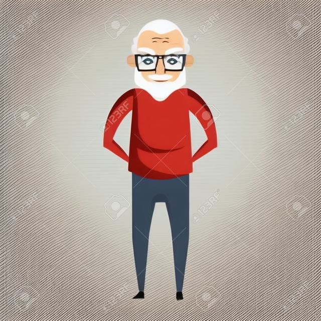 grand-parent senior vieux grand-père de retraite portant des lunettes dessin animé illustration vectorielle conception graphique