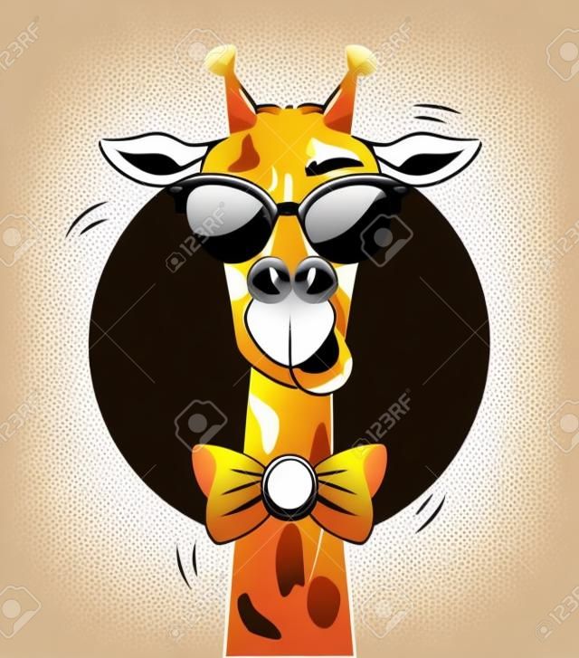 funny giraffe with sunglasses cool style vector illustration design