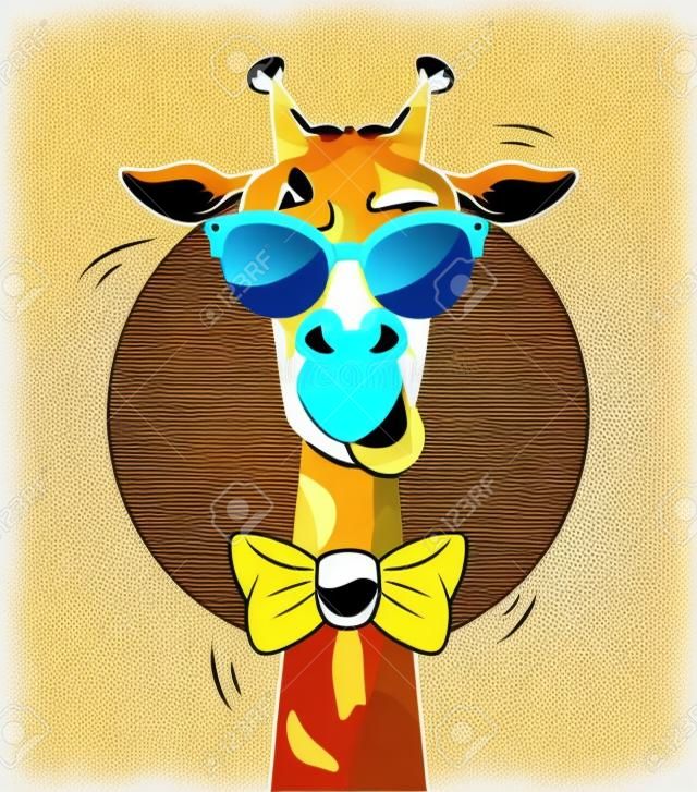 funny giraffe with sunglasses cool style vector illustration design