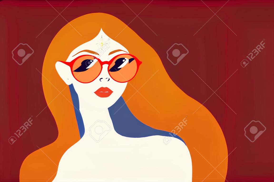 schöne Frau modisch mit Sonnenbrille-Vektor-Illustration-Design