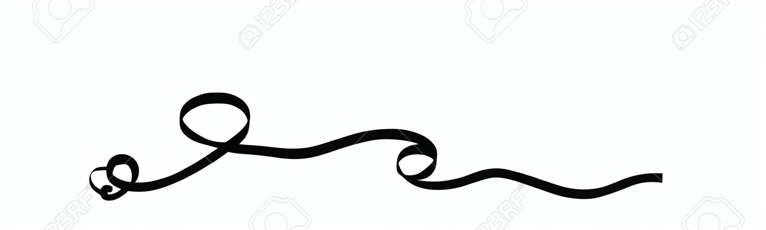 Coeur noir de calligraphie unique avec deux rubans de gribouillis