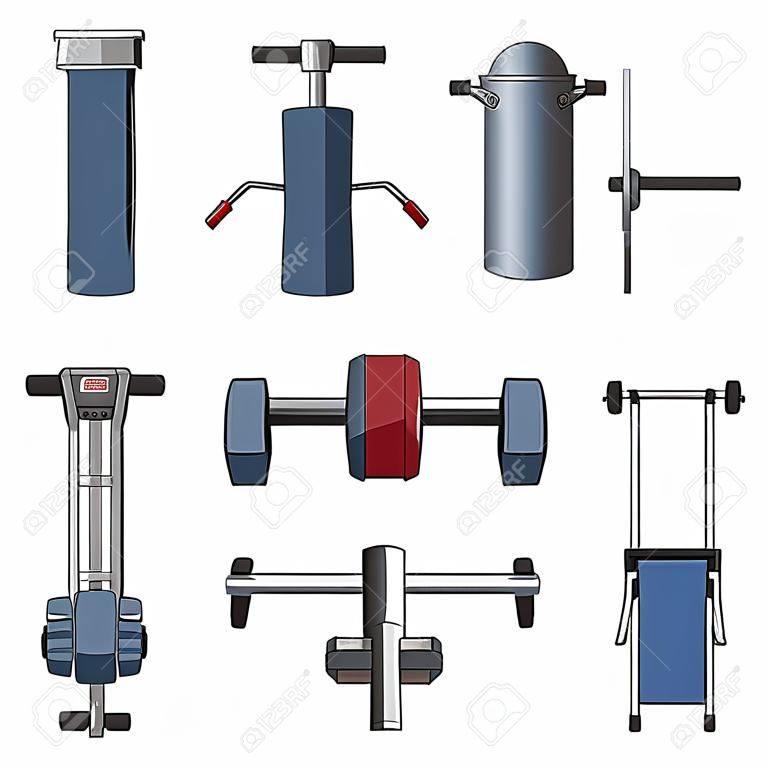 Fitness equipment top view set 2 for interior ,vector illustration
