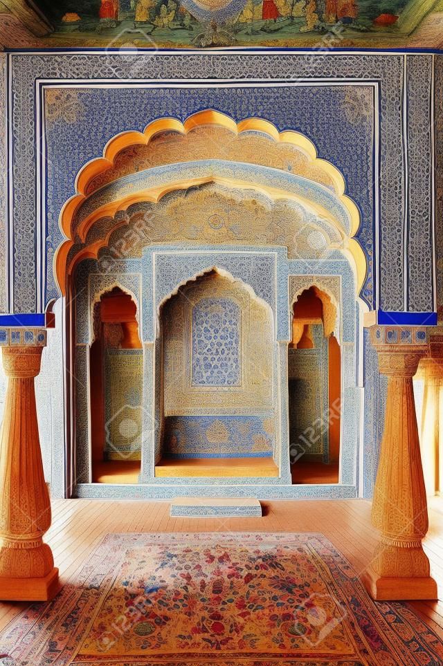 印度大公宮殿內裝飾華麗的房間。比卡內爾·拉賈斯坦（Bikaner Rajasthan）