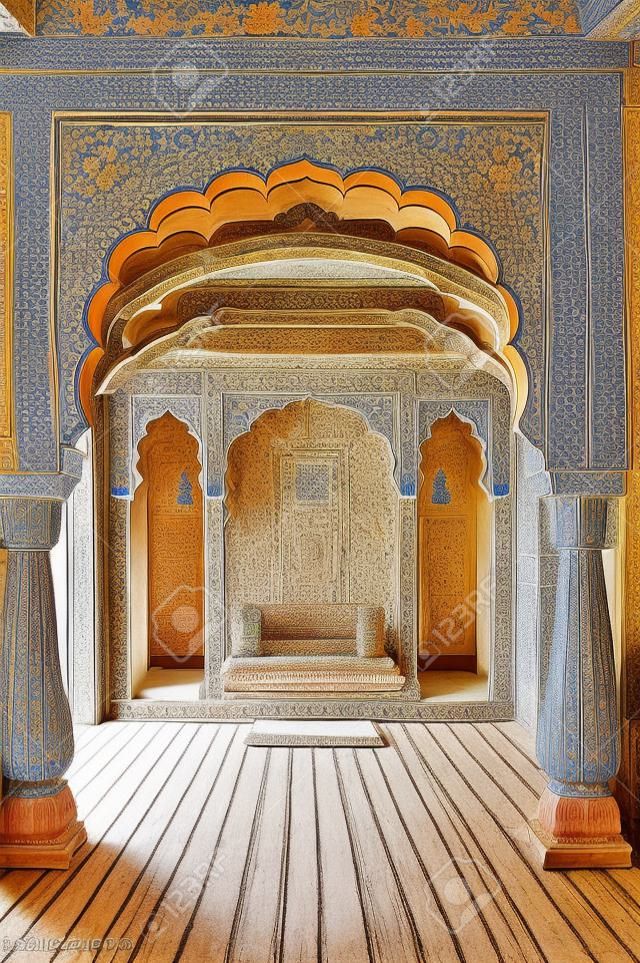 印度大公宮殿內裝飾華麗的房間。比卡內爾·拉賈斯坦（Bikaner Rajasthan）