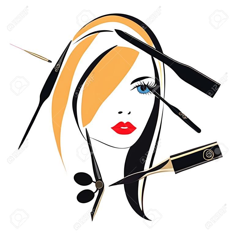 Woman's face with make up accessories for your design