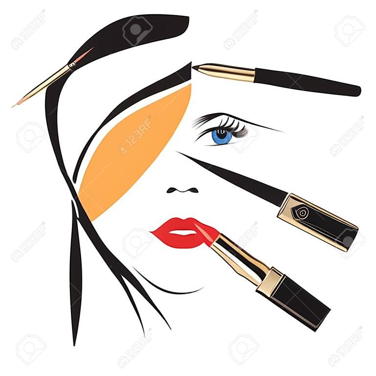 Woman's face with make up accessories for your design