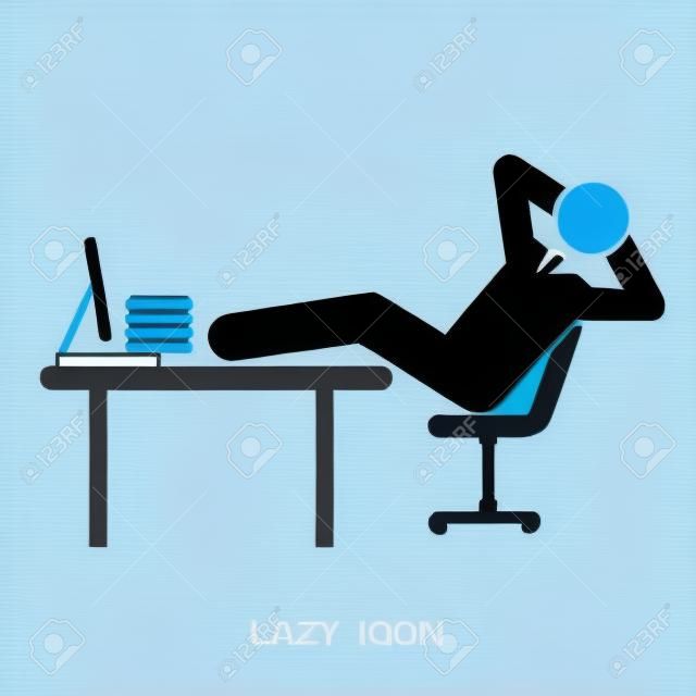 Business office Lazy  worker flat icon pictogram isolated on white background. sign, symbol