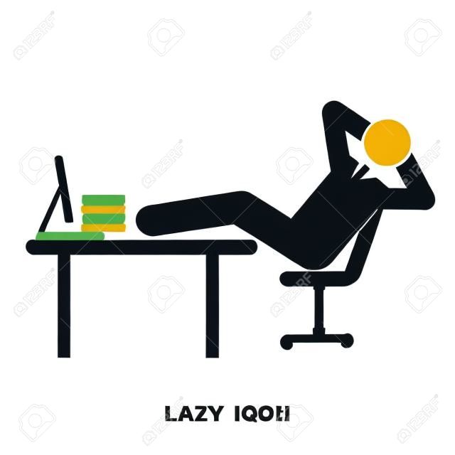 Business office Lazy  worker flat icon pictogram isolated on white background. sign, symbol