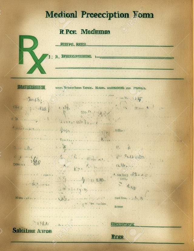 Nota di prescrizione che rappresenta la medicina rimedio di un medico dato a un farmacista.