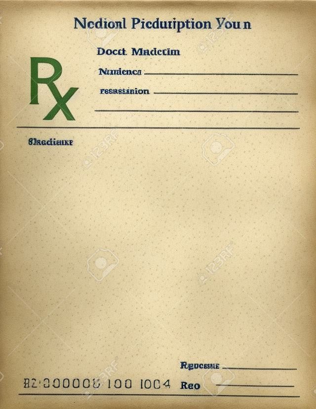Nota di prescrizione che rappresenta la medicina rimedio di un medico dato a un farmacista.