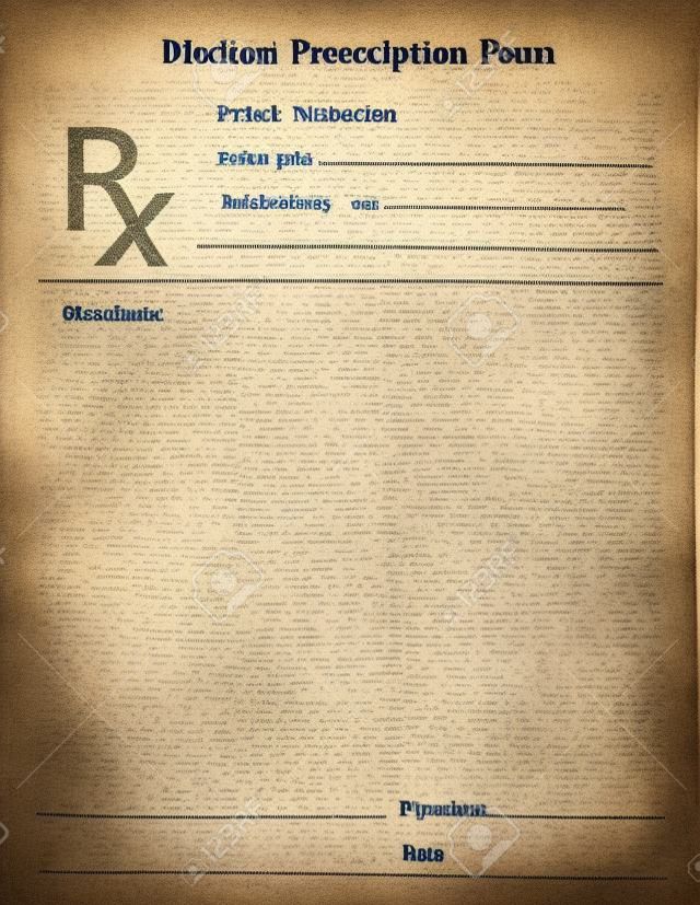 Nota que representa la medicina con receta el remedio de un médico dado a un farmacéutico.