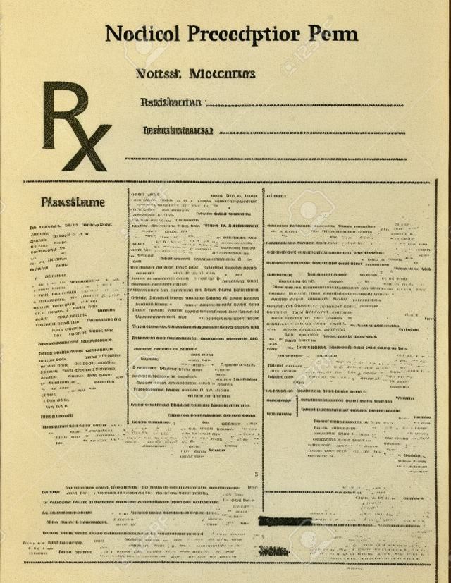 Prescription note representing a doctor's medicine remedy given to a pharmacist. 