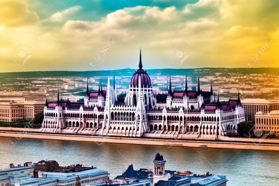 Budapest parliament from above view