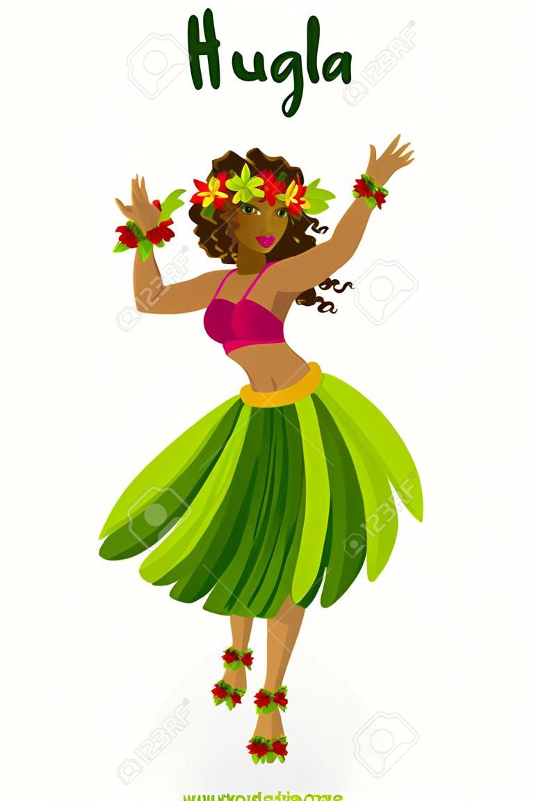 Piękne polinezyjski girl - tancerką hula