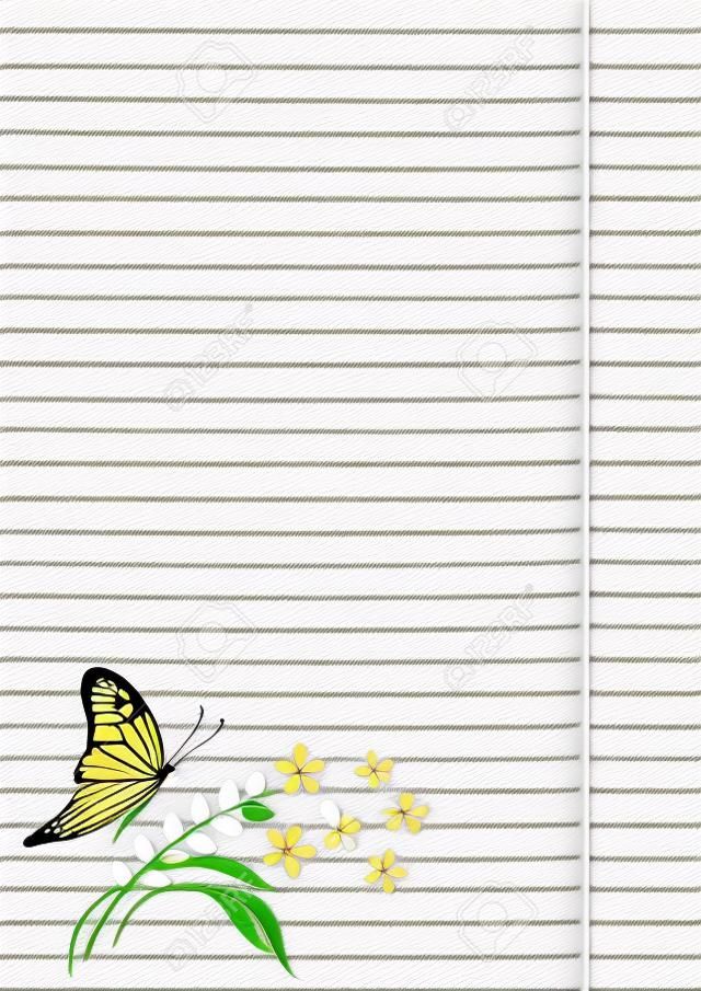 Vector Blank For Letter Or Greeting Card Paper Of Notebook White Form With  Lines Butterfly And Flowers With Leaves A4 Format Size Stock Illustration -  Download Image Now - iStock
