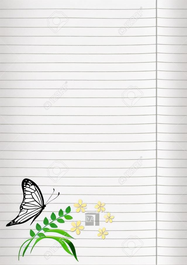 Vector Blank For Letter Or Greeting Card Paper Of Notebook White Form With  Lines Butterfly And Flowers With Leaves A4 Format Size Stock Illustration -  Download Image Now - iStock