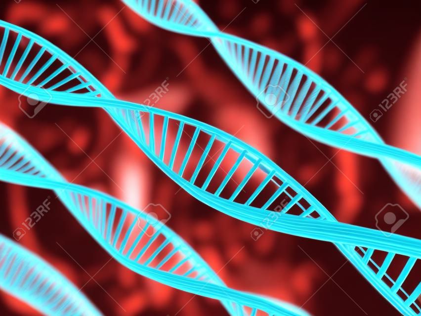Yüksek çözünürlüklü insan DNA dizeleri 3d render