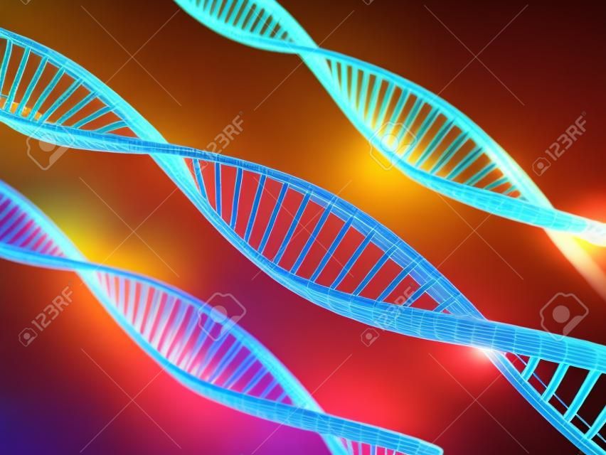 고해상도 인간의 DNA 문자열의 3d 렌더링