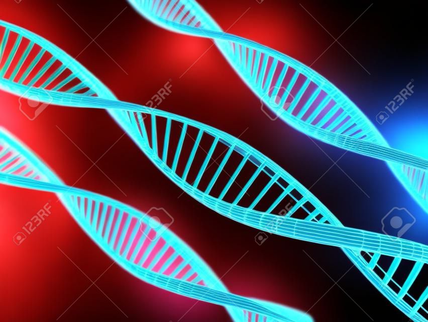 Yüksek çözünürlüklü insan DNA dizeleri 3d render