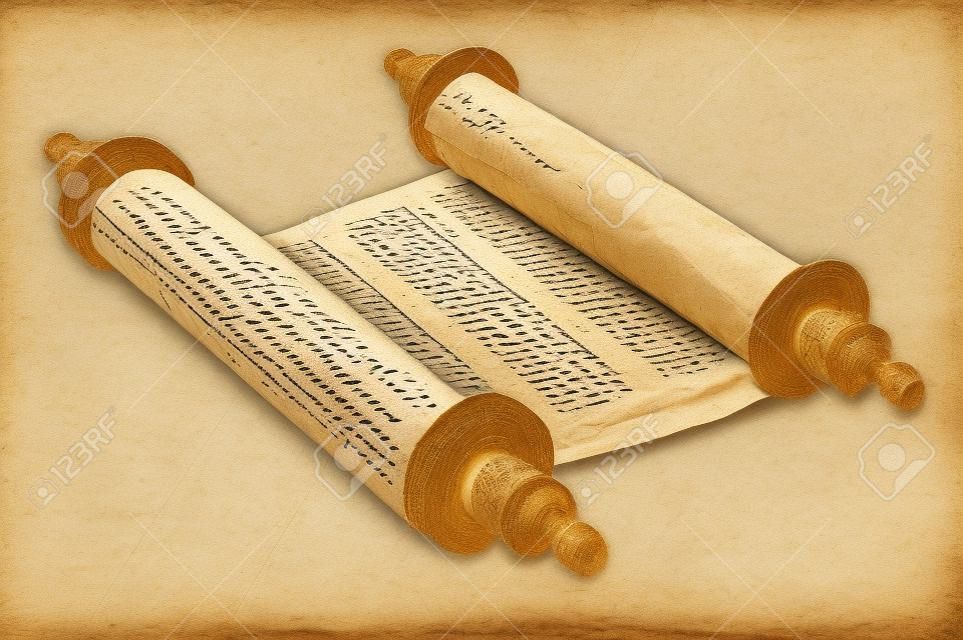 Oude rollen papyrus papier met Hebreeuwse tekst