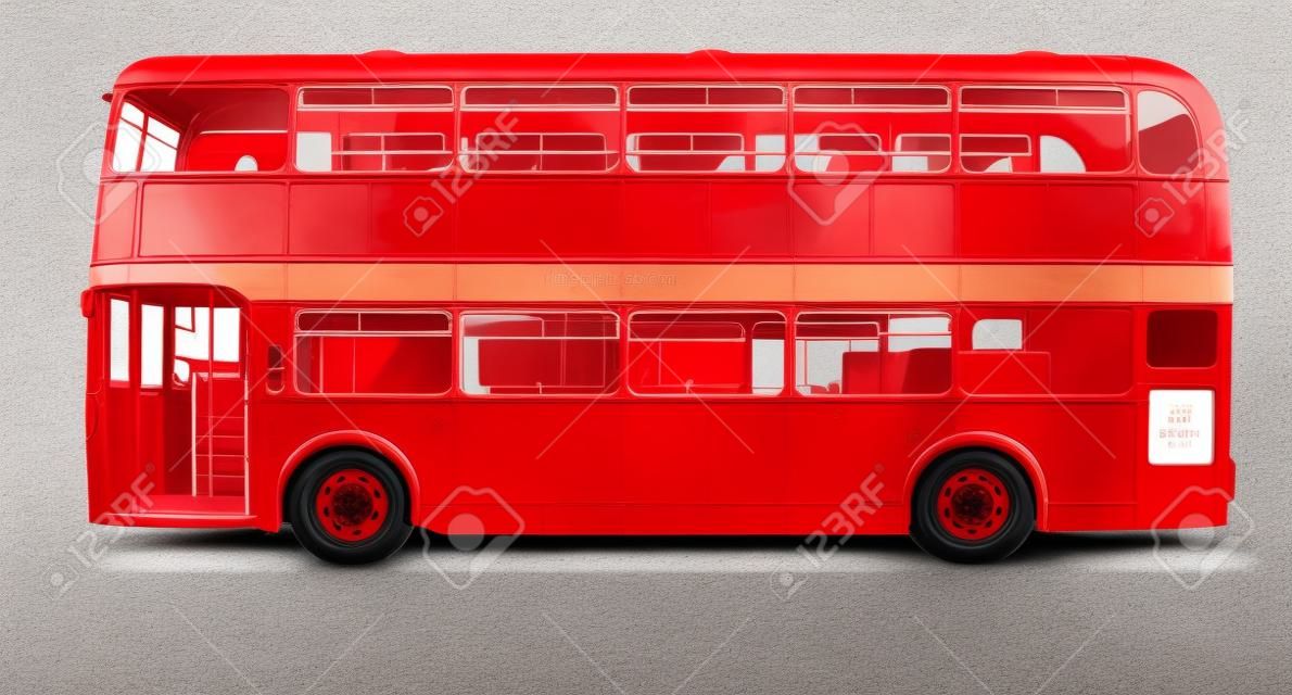 Red double decker London bus isolata on white