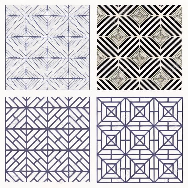 韓国風のシームレスな幾何学的な線パターン