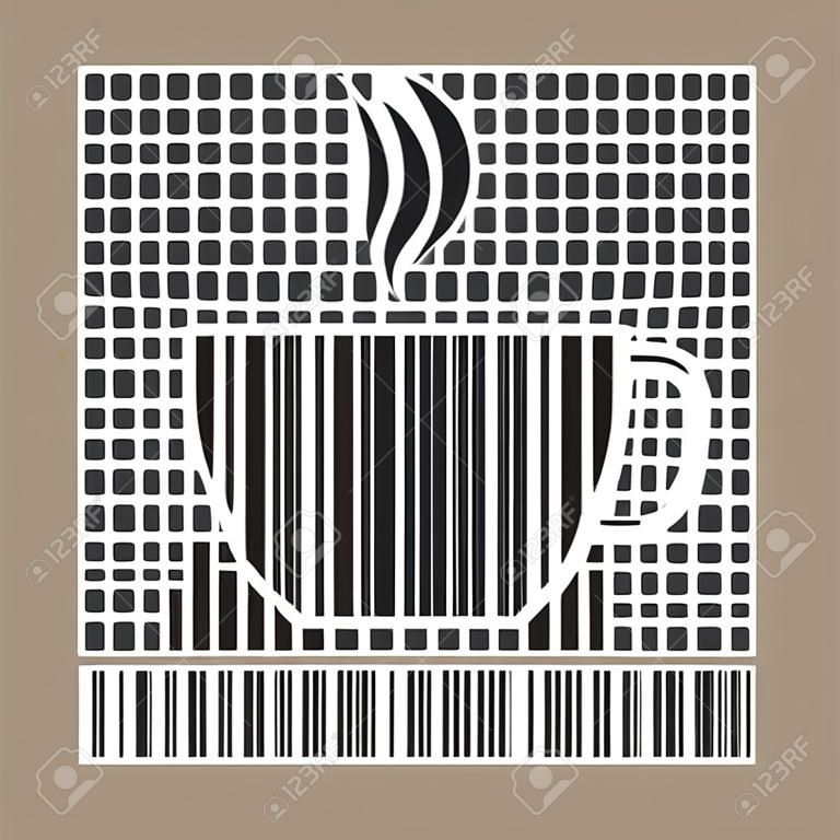 Café como código de barras, ilustración vectorial