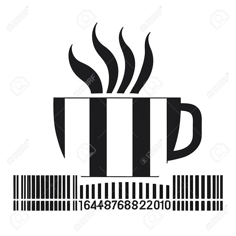 Café como código de barras, ilustración vectorial