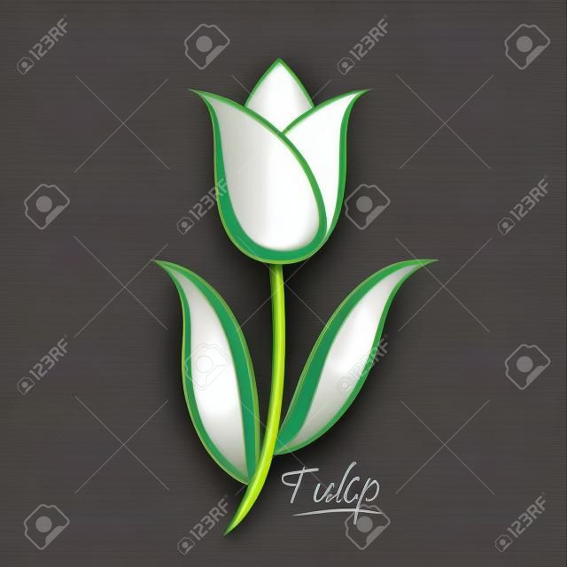 Wektor czarny kontur tulipan kwiat samodzielnie na białym tle