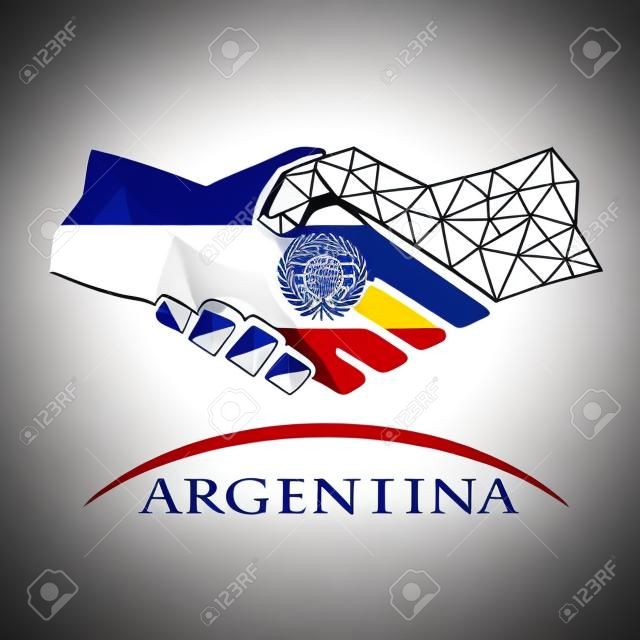 Uścisk dłoni logo z flagą Argentyny.