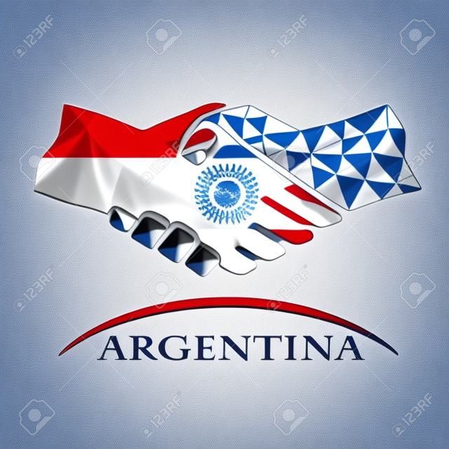 Uścisk dłoni logo z flagą Argentyny.