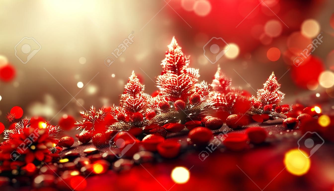 3D Render Merry Christmas HD Wallpaper with Abstract red fractal composition. Beautiful artwork seasonal illustration and copy space background.