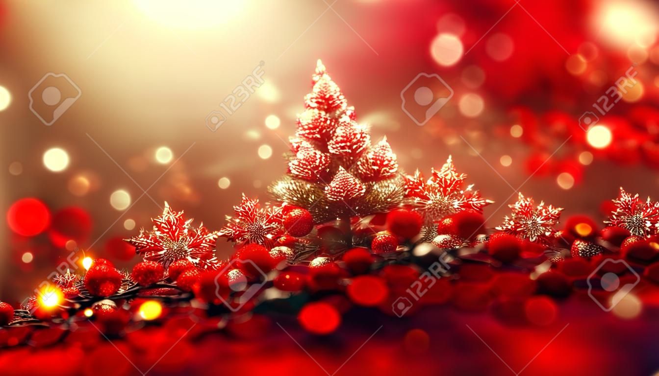 3D Render Merry Christmas HD Wallpaper with Abstract red fractal composition. Beautiful artwork seasonal illustration and copy space background.
