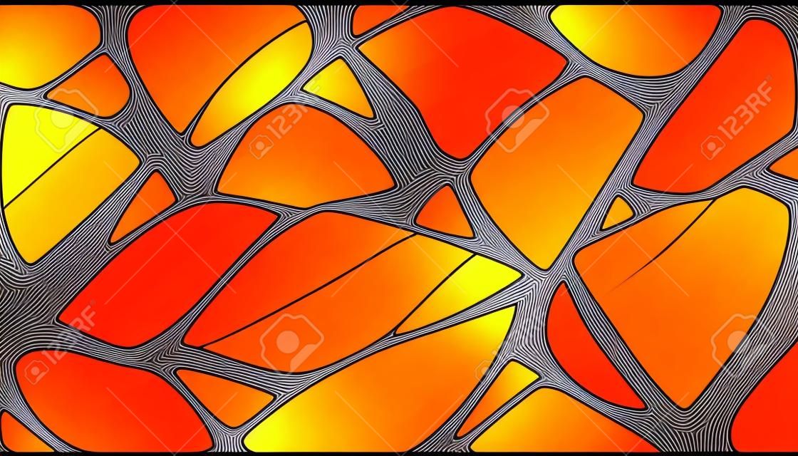 Orange glowing stained glass pattern background. Beautiful abstract wallpaper Full HD.