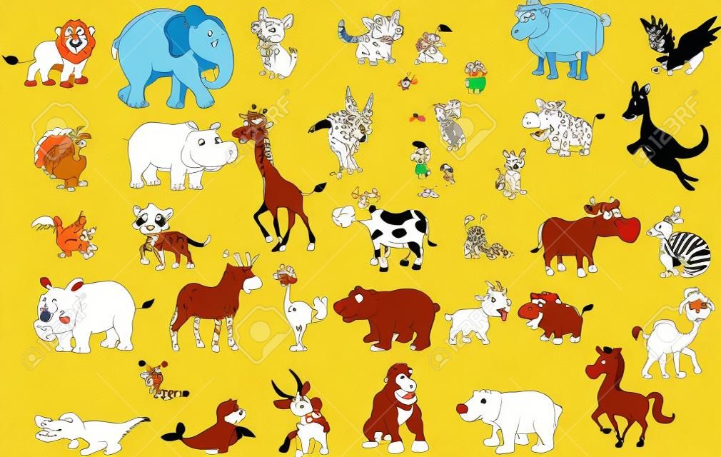 grande coleção de desenhos animados de animais