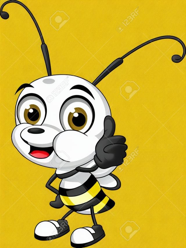 pequena abelha desenho animado polegar para cima