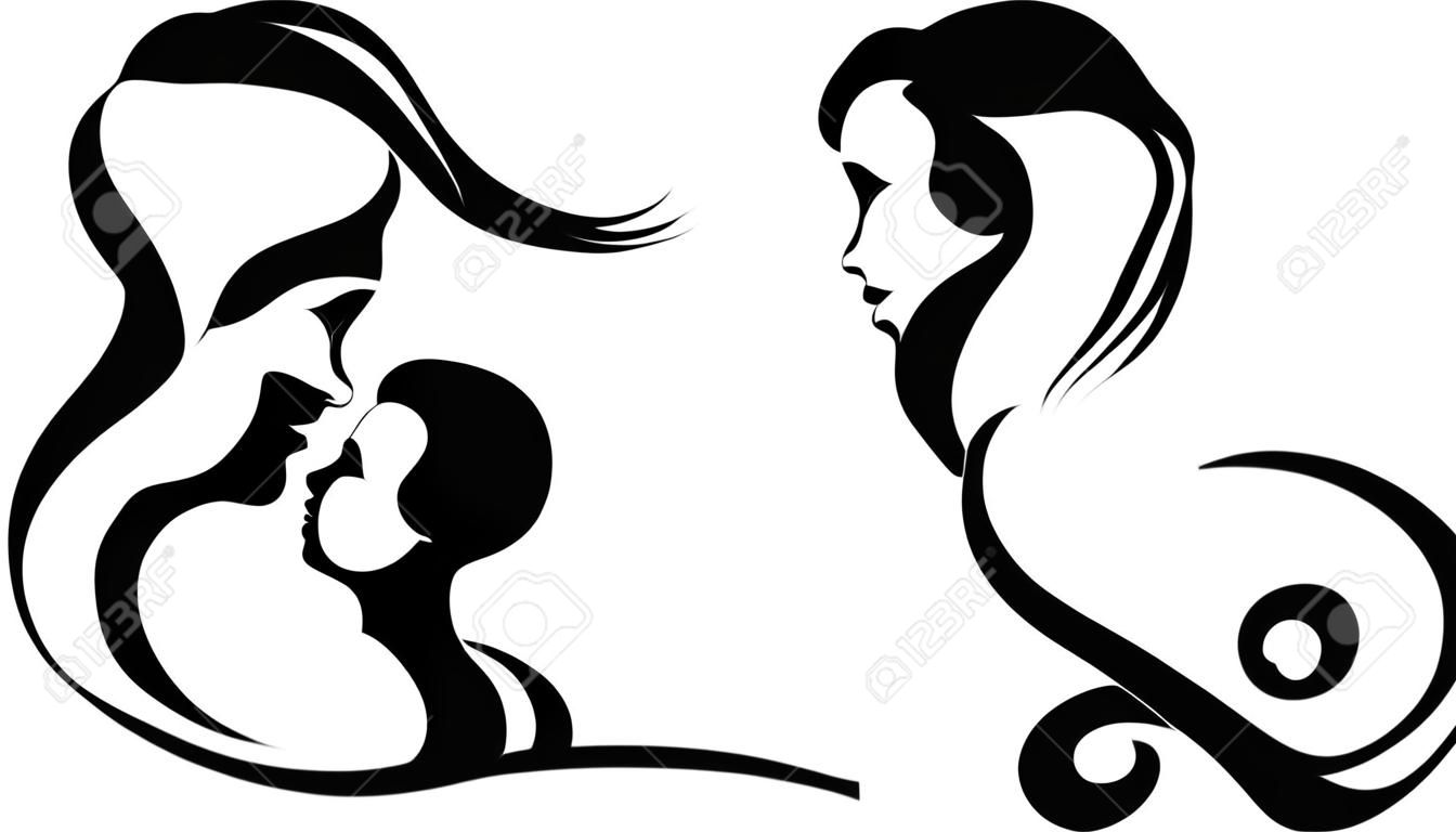 madre e bambino silhouette
