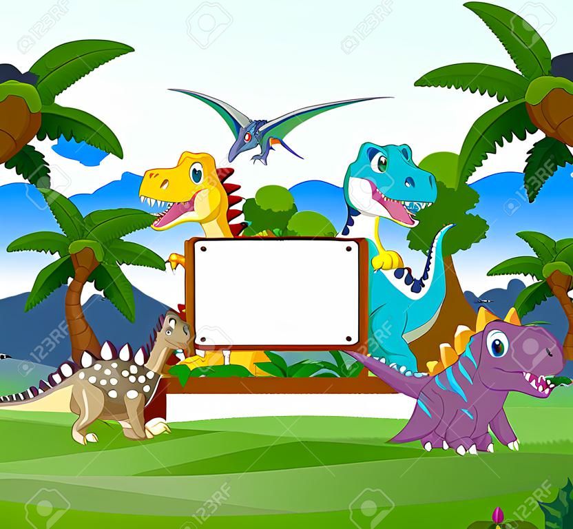 풍경 배경 및 빈 기호 공룡 만화