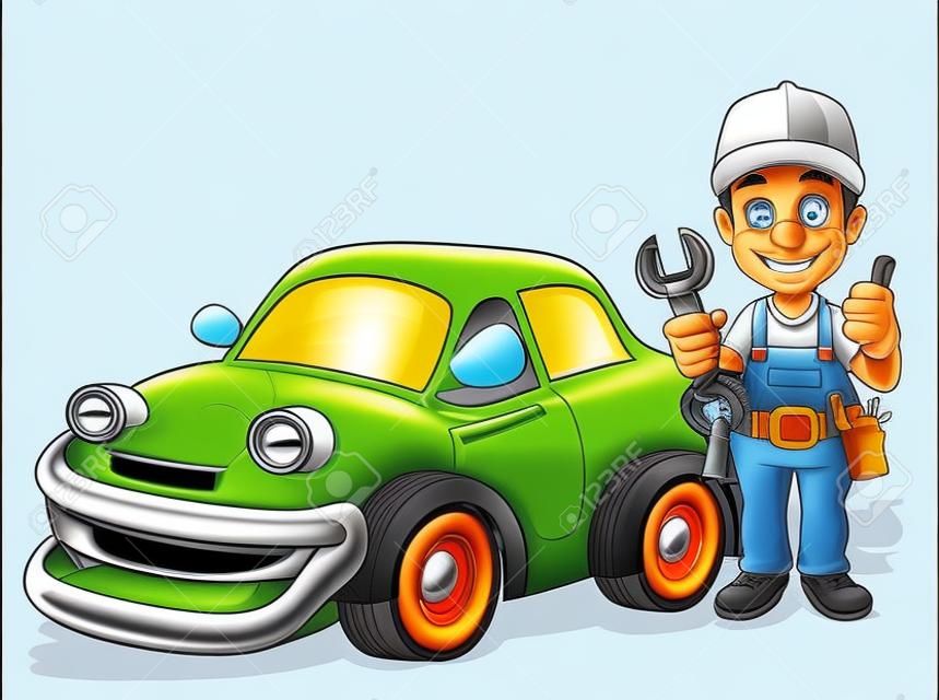 mechanische cartoon met auto voor u ontwerp