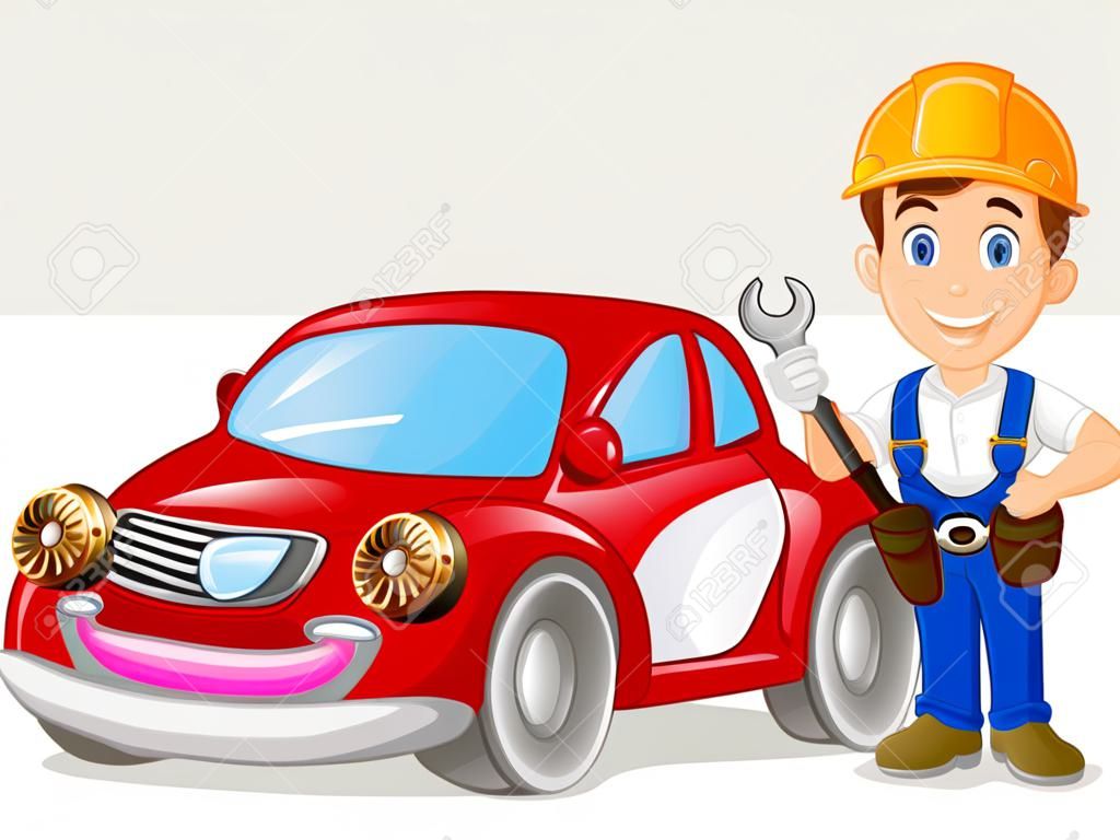 mechanische cartoon met auto voor u ontwerp