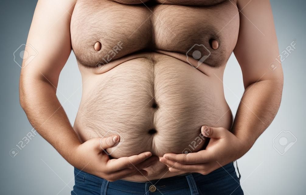 Fat man with a big belly. Diet 9638083 Stock Photo at Vecteezy