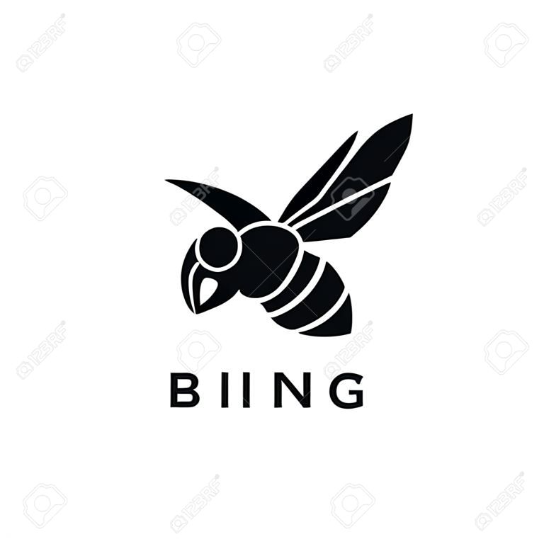 minimal big hornet bee vintage vector premium black logo isolated background