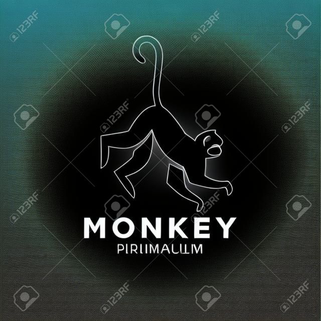 premium minimalism black monkey head on circle vector logo icon illustration design isolated background