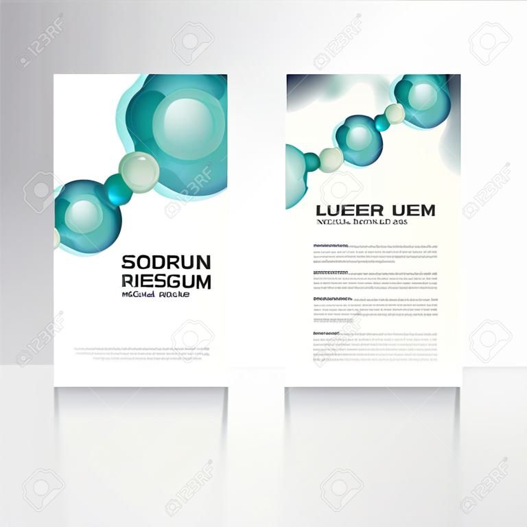 Abstract molecules design. Vector Medical scientific Atoms and biology cell Brochure Flyer design template