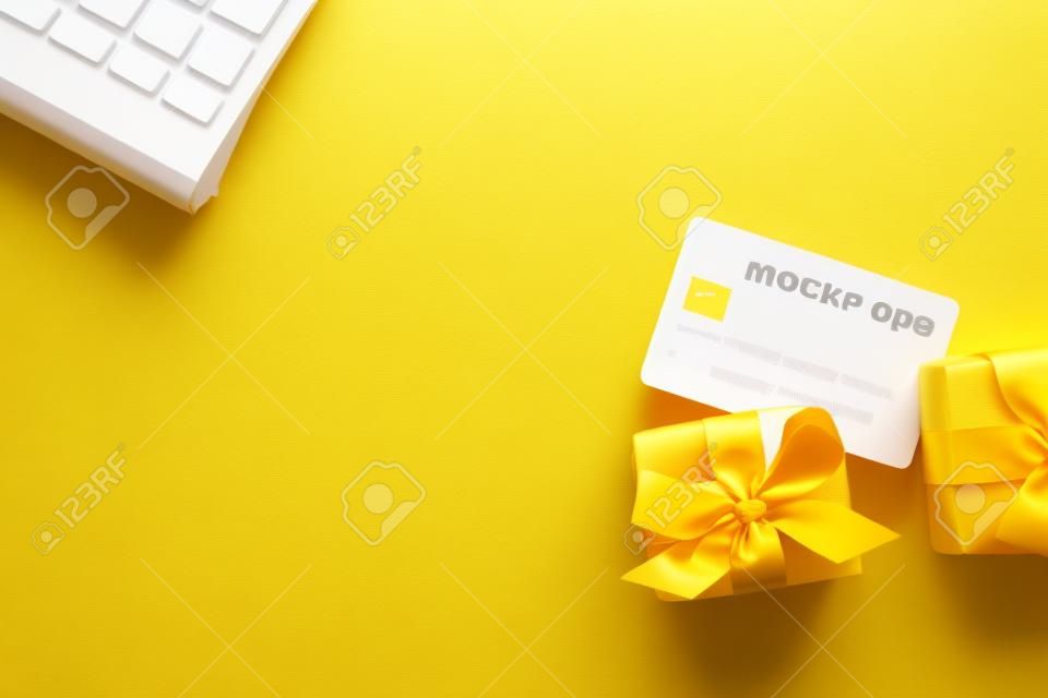 Mock-up online sales day with yellow paper background