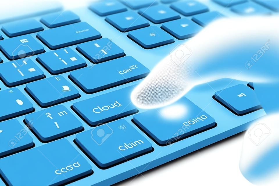 Concetto di cloud computing - tastiera del computer modernizzato con pulsante cloud