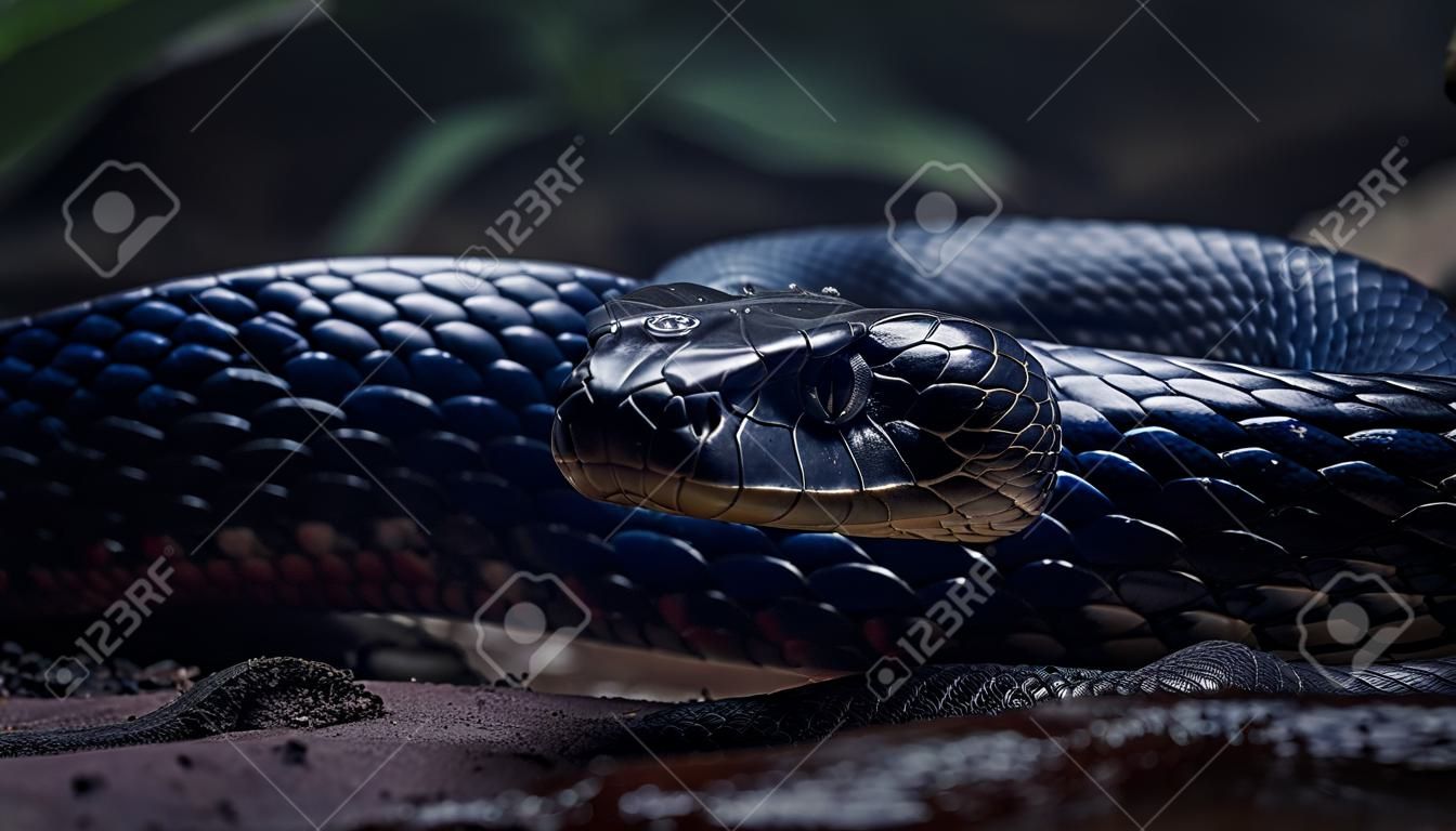 Close-up Of A Black King Cobra (Naja Sp.) Фотография, картинки, изображения  и сток-фотография без роялти. Image 216349870