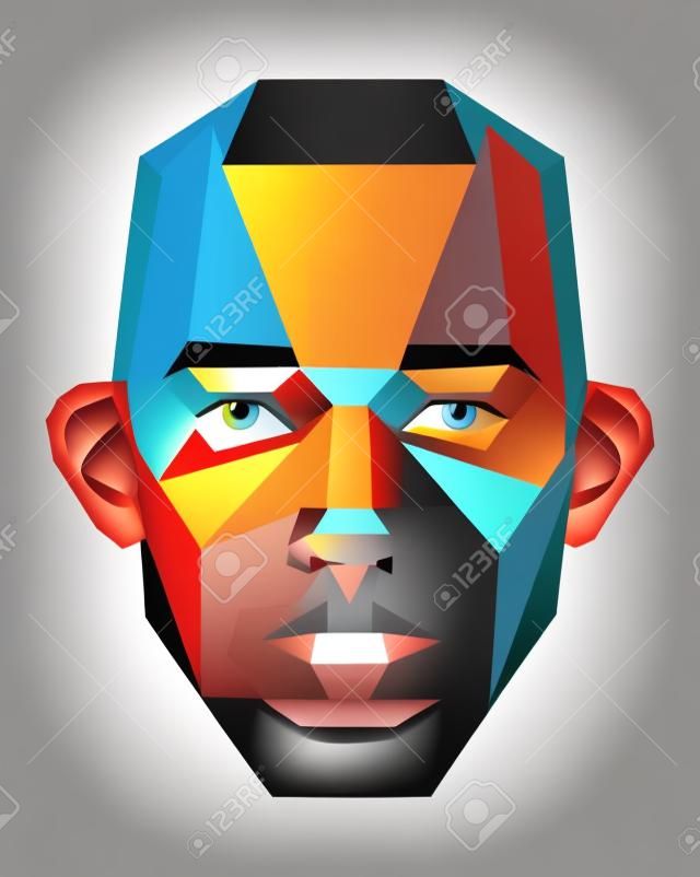 Vector face of a man of geometric shapes